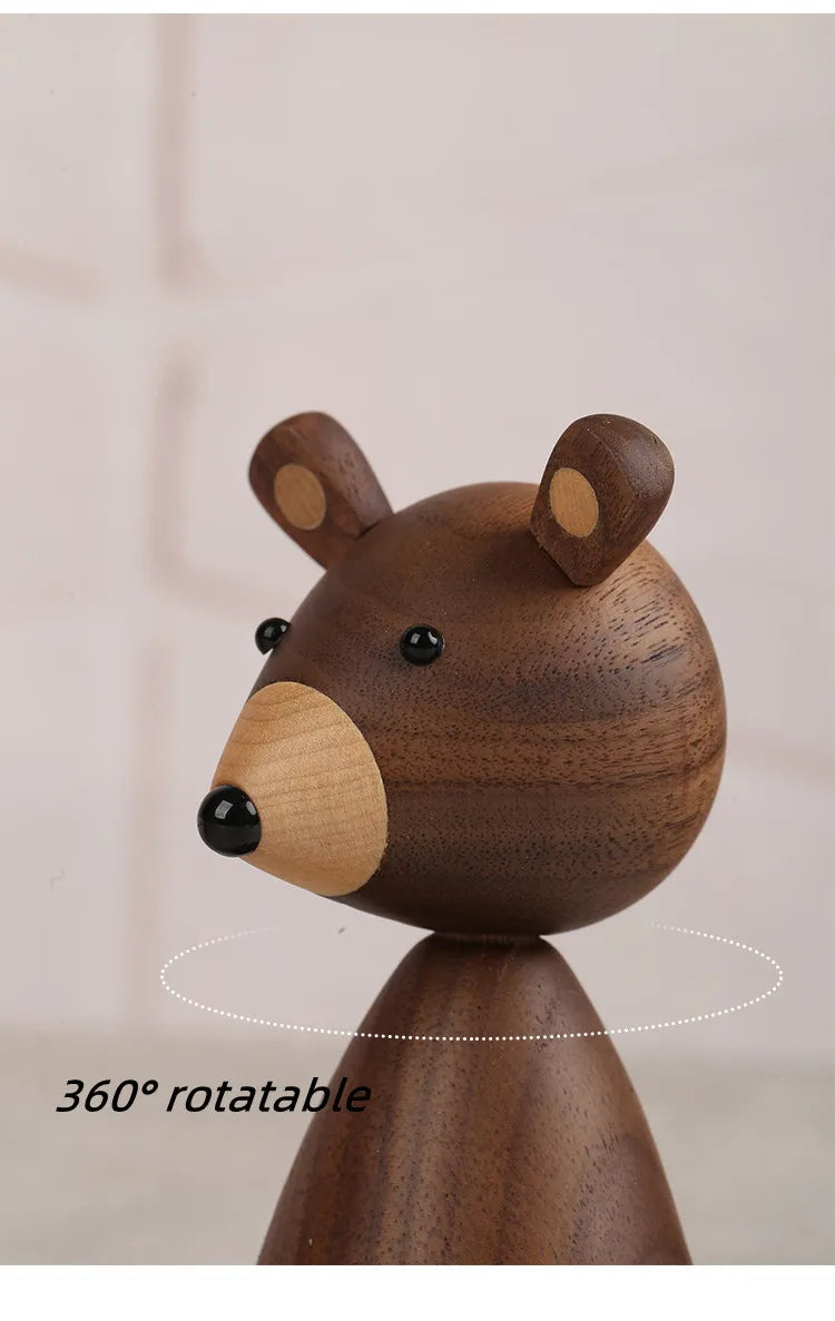 Denmark Wooden Bear Figurine - Onyx Decor