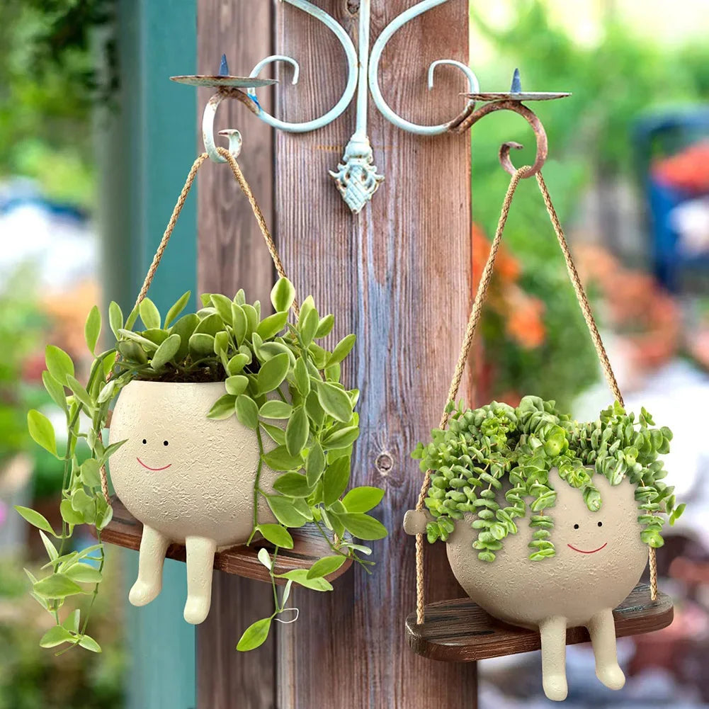 Daisy Cartoon Head Hanging Planter - Onyx Decor