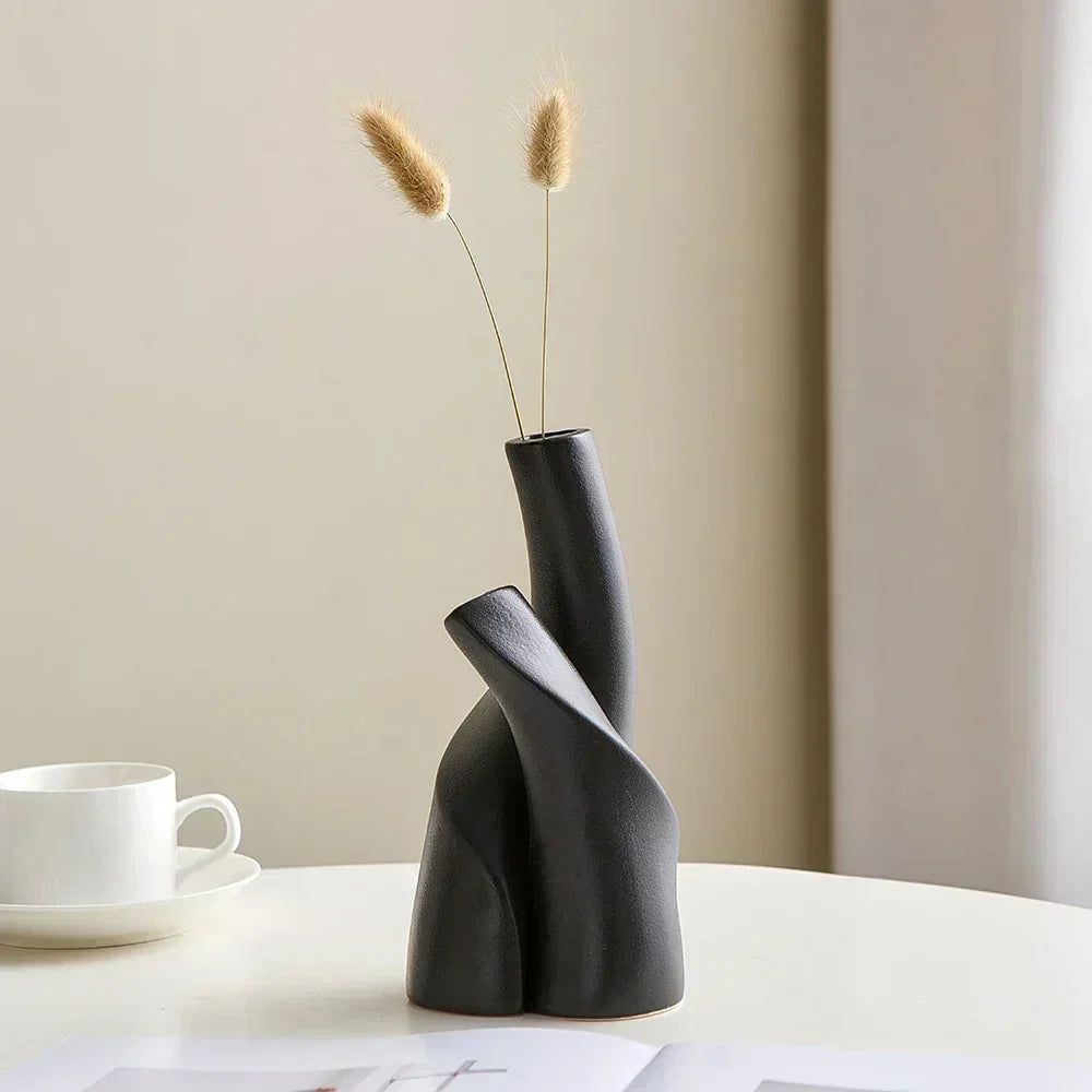 Nira Frosted Ceramic Table Vase - Onyx Decor