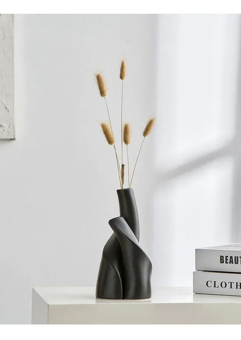 Nira Frosted Ceramic Table Vase - Onyx Decor