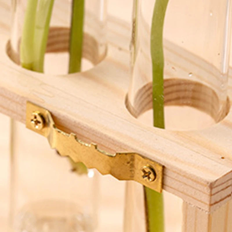 Eli Wooden Frame Hydroponic Propagation Vase - Onyx Decor