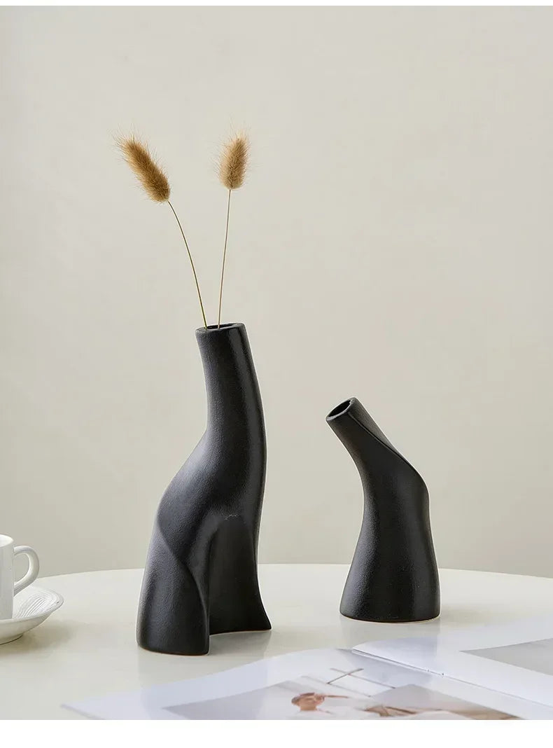 Nira Frosted Ceramic Table Vase - Onyx Decor