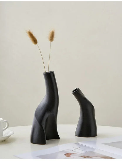Nira Frosted Ceramic Table Vase - Onyx Decor