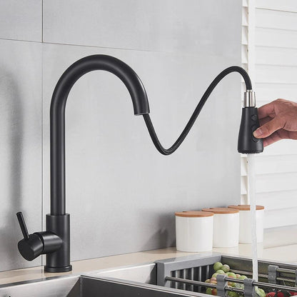 Obsidian Flow Pull-Down Kitchen Faucet - Onyx Decor