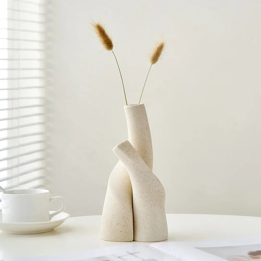 Nira Frosted Ceramic Table Vase - Onyx Decor