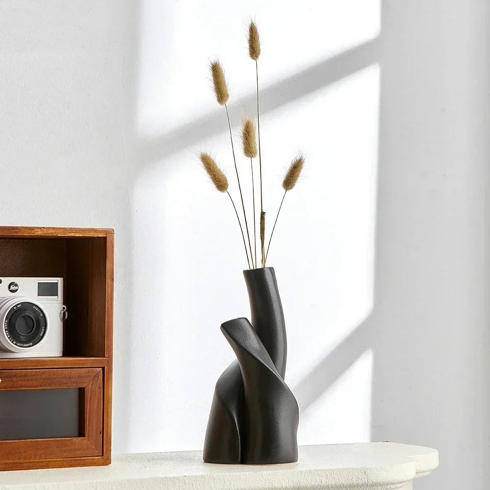 Nira Frosted Ceramic Table Vase - Onyx Decor