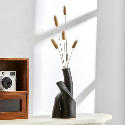 Nira Frosted Ceramic Table Vase - Onyx Decor