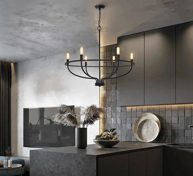 Aria Industrial Iron Chandelier - Onyx Decor