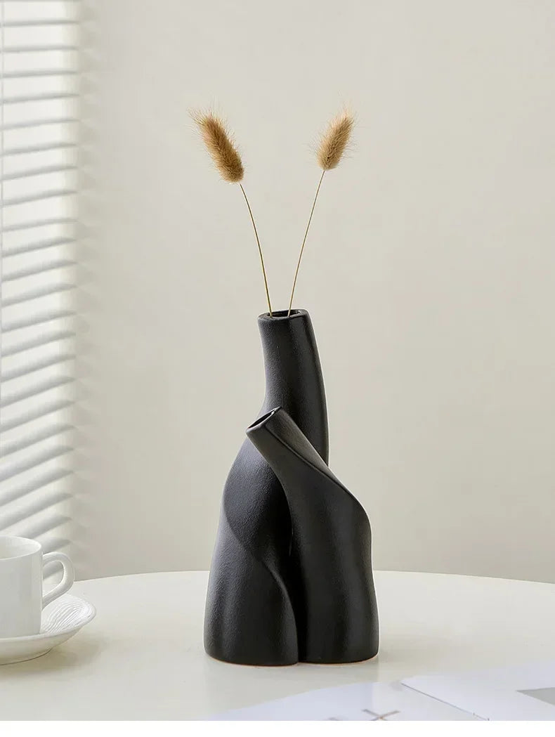 Nira Frosted Ceramic Table Vase - Onyx Decor