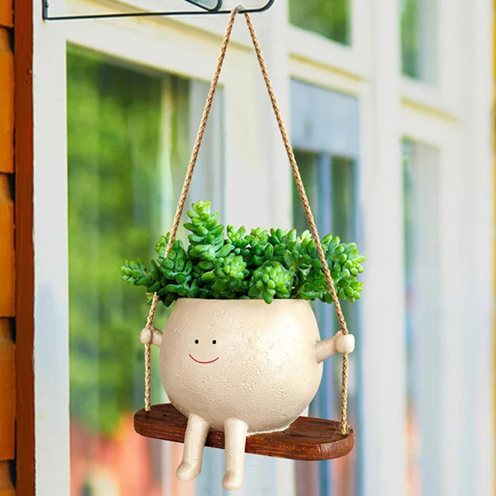Daisy Cartoon Head Hanging Planter - Onyx Decor