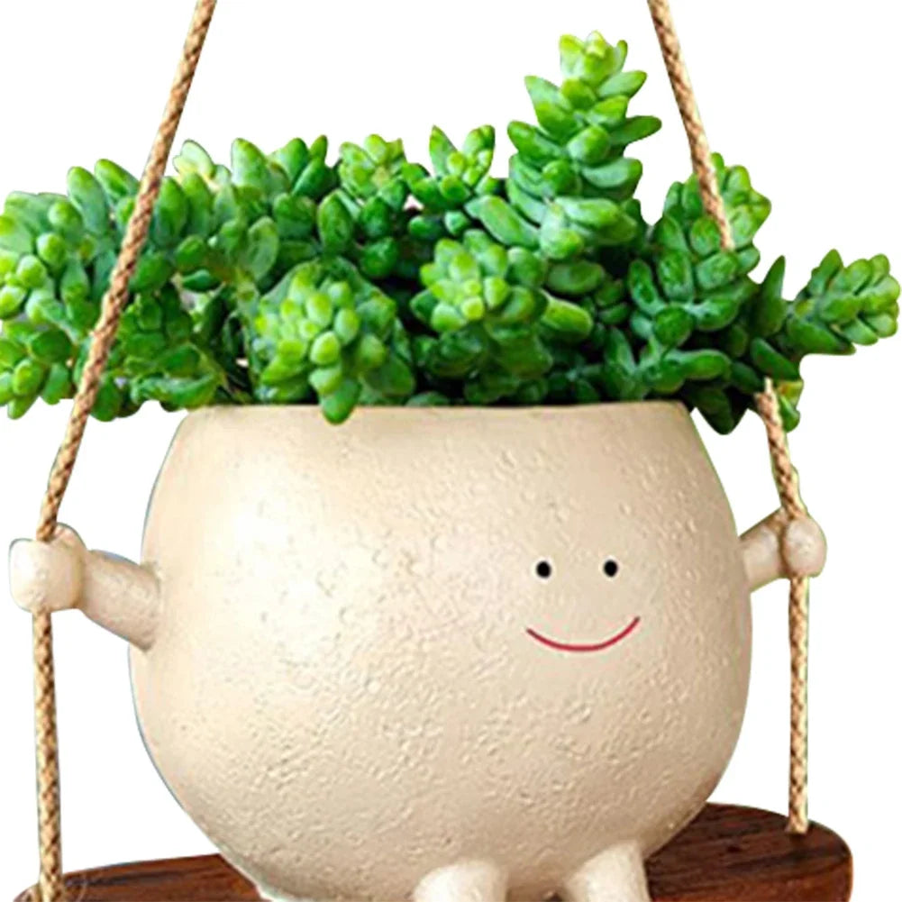 Daisy Cartoon Head Hanging Planter - Onyx Decor