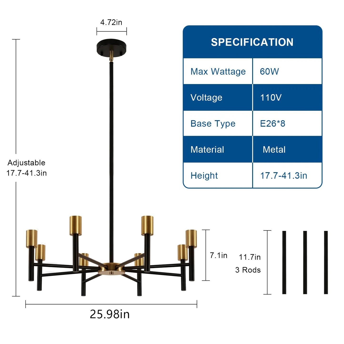 Monroe 8-Light Farmhouse Chandelier - Onyx Decor