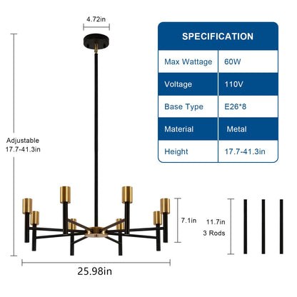 Monroe 8-Light Farmhouse Chandelier - Onyx Decor