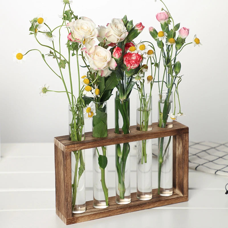 Eli Wooden Frame Hydroponic Propagation Vase - Onyx Decor
