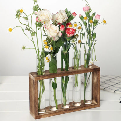 Eli Wooden Frame Hydroponic Propagation Vase - Onyx Decor