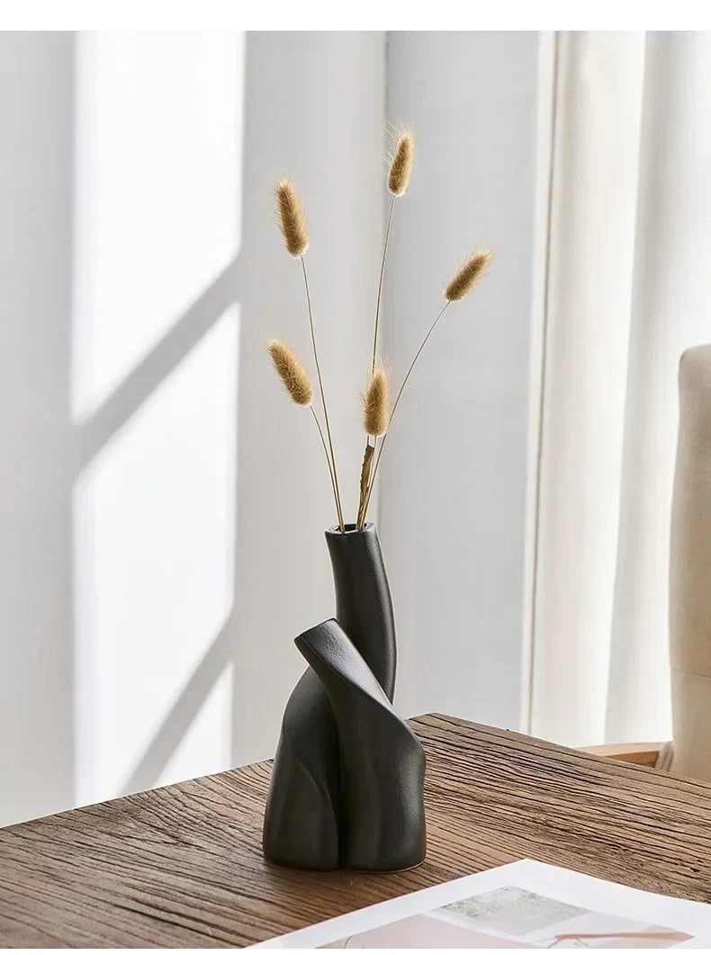 Nira Frosted Ceramic Table Vase - Onyx Decor