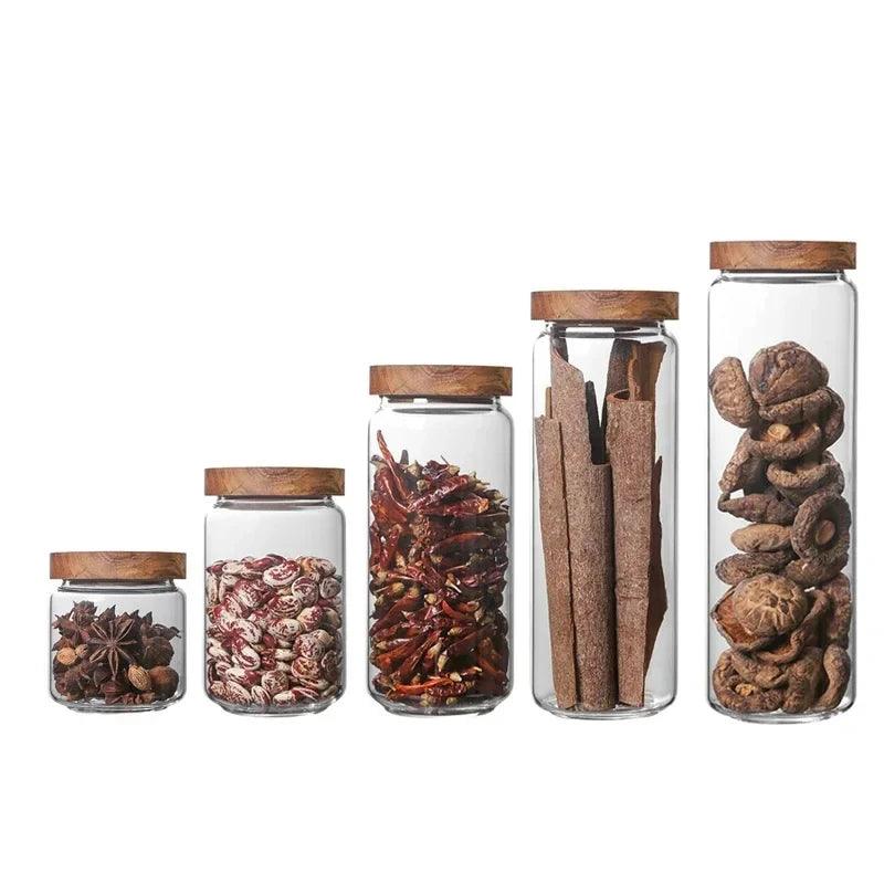 Aurora Wood & Glass Pantry Containers - Onyx Decor