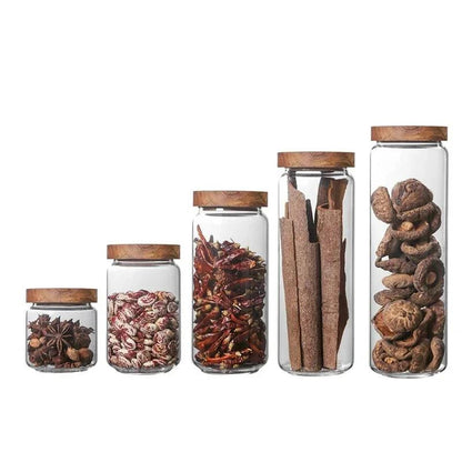 Aurora Wood & Glass Pantry Containers - Onyx Decor