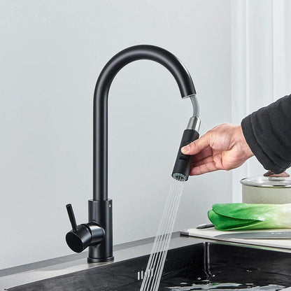 Obsidian Flow Pull-Down Kitchen Faucet - Onyx Decor