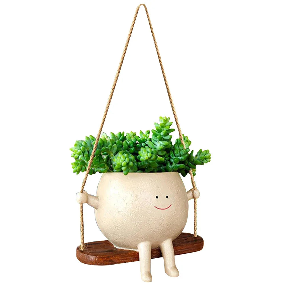 Daisy Cartoon Head Hanging Planter - Onyx Decor